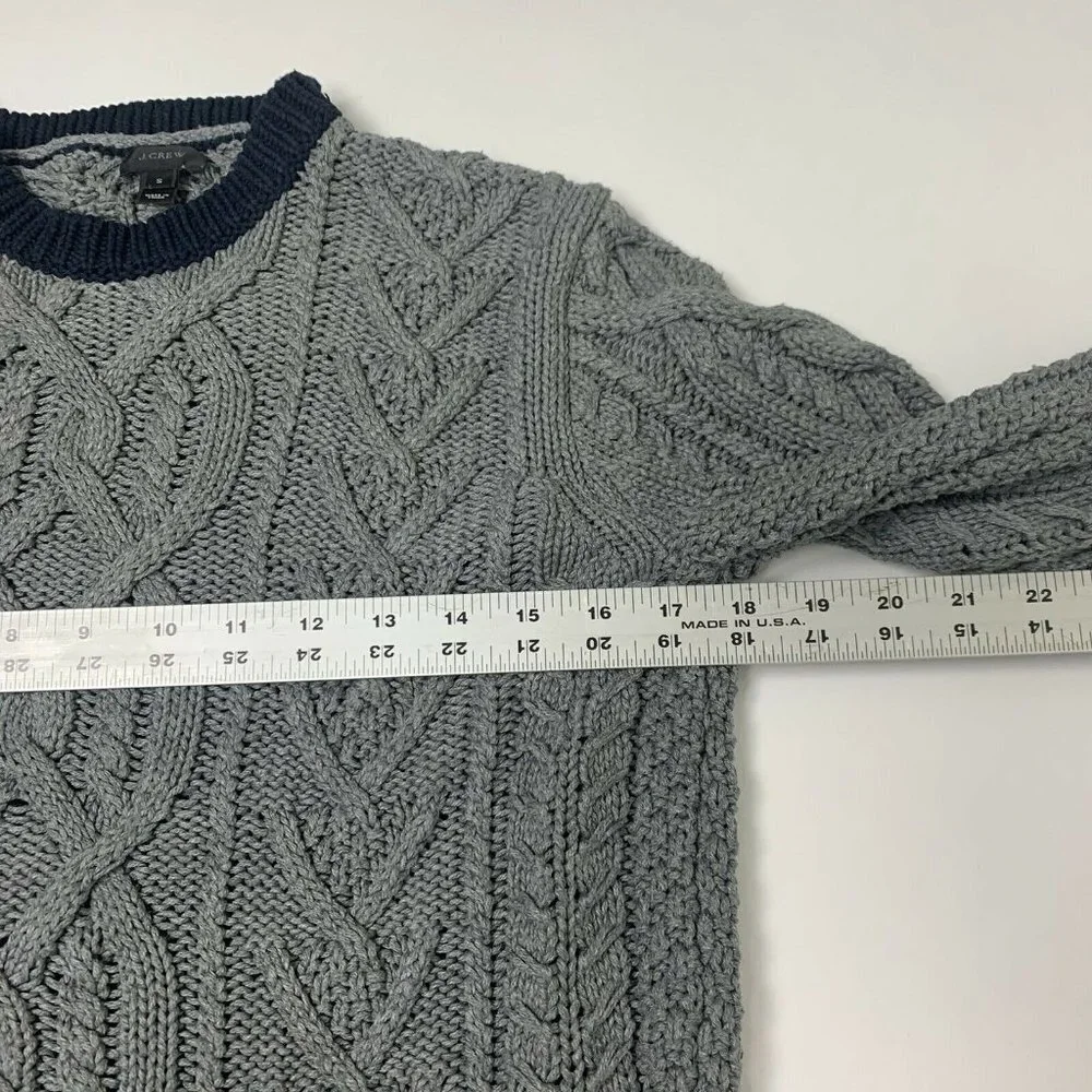 J.Crew Grey And Navy Blue Cable Knit Mock Neck Sweater Womens Size Small